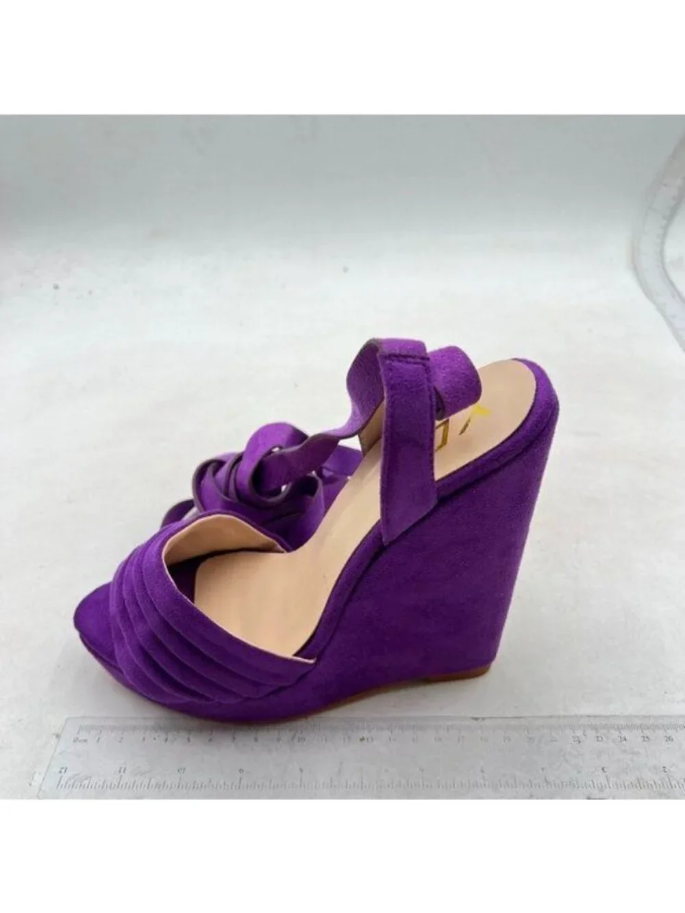 YDN Women Lace Up Platform High Heels Sandals Open Toe Chic Wedge Shoes Purple